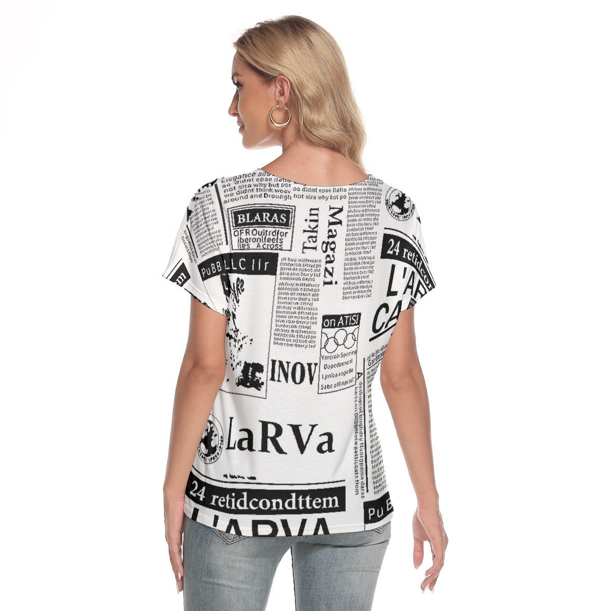 All-Over Print Women's Loose V-neck Short Sleeve T-shirt