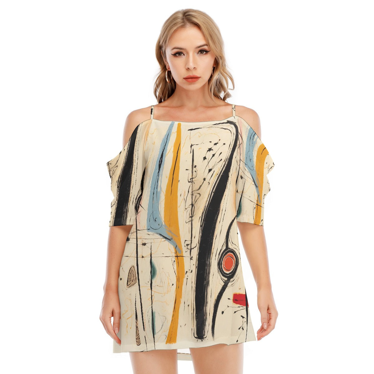 All-Over Print Women's Off-shoulder Cami Dress