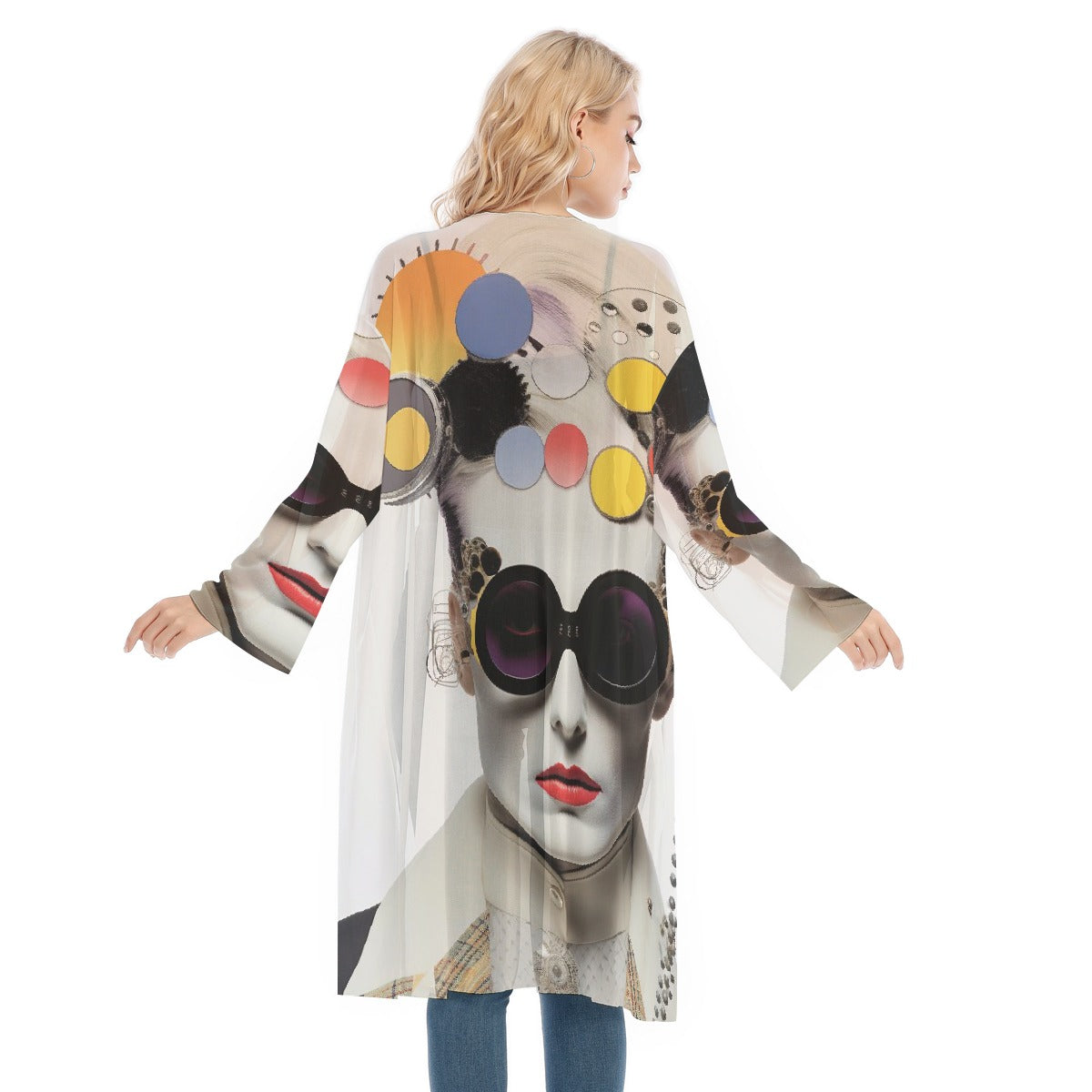 All- Over Print Women's Long Sleeve Mesh Cardigan