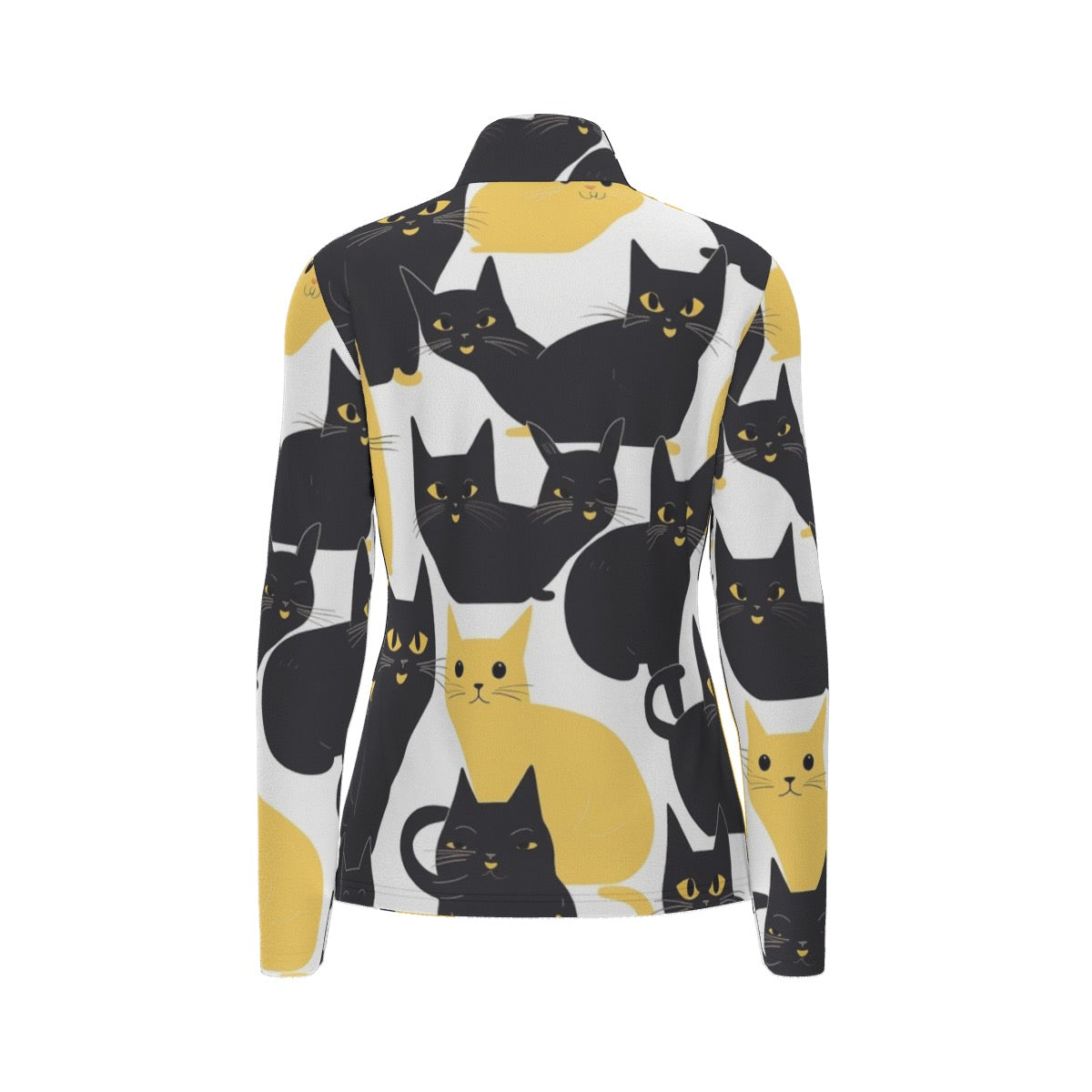 All-Over Print Women's Sports Collar Jersey With Long Sleeve