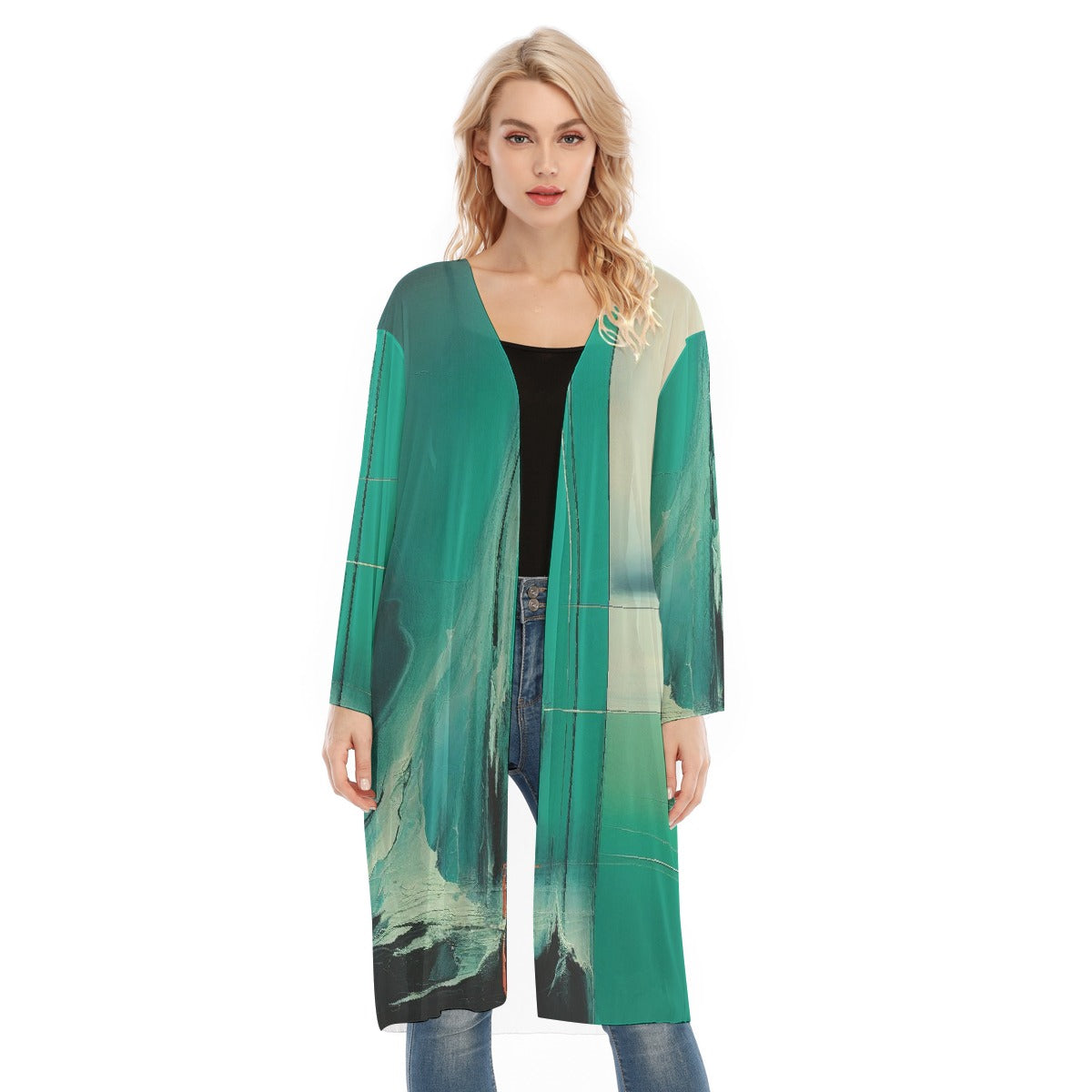 All- Over Print Women's Long Sleeve Mesh Cardigan