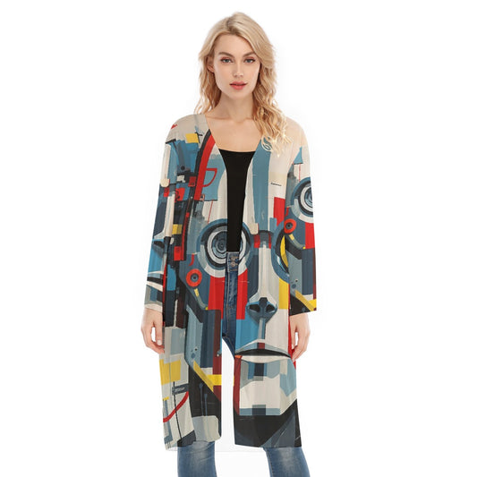 All- Over Print Women's Long Sleeve Mesh Cardigan