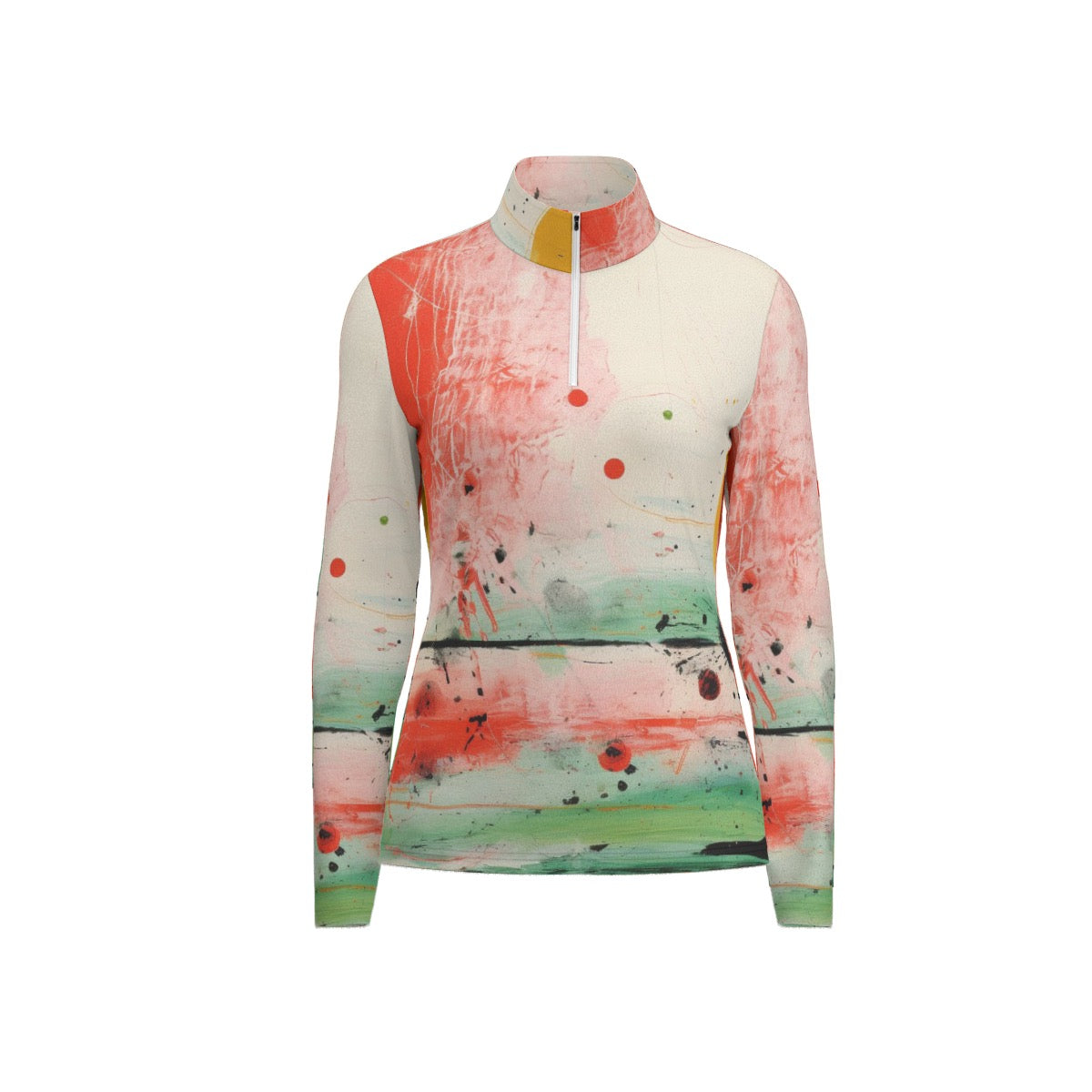 All-Over Print Women's Sports Collar Jersey With Long Sleeve