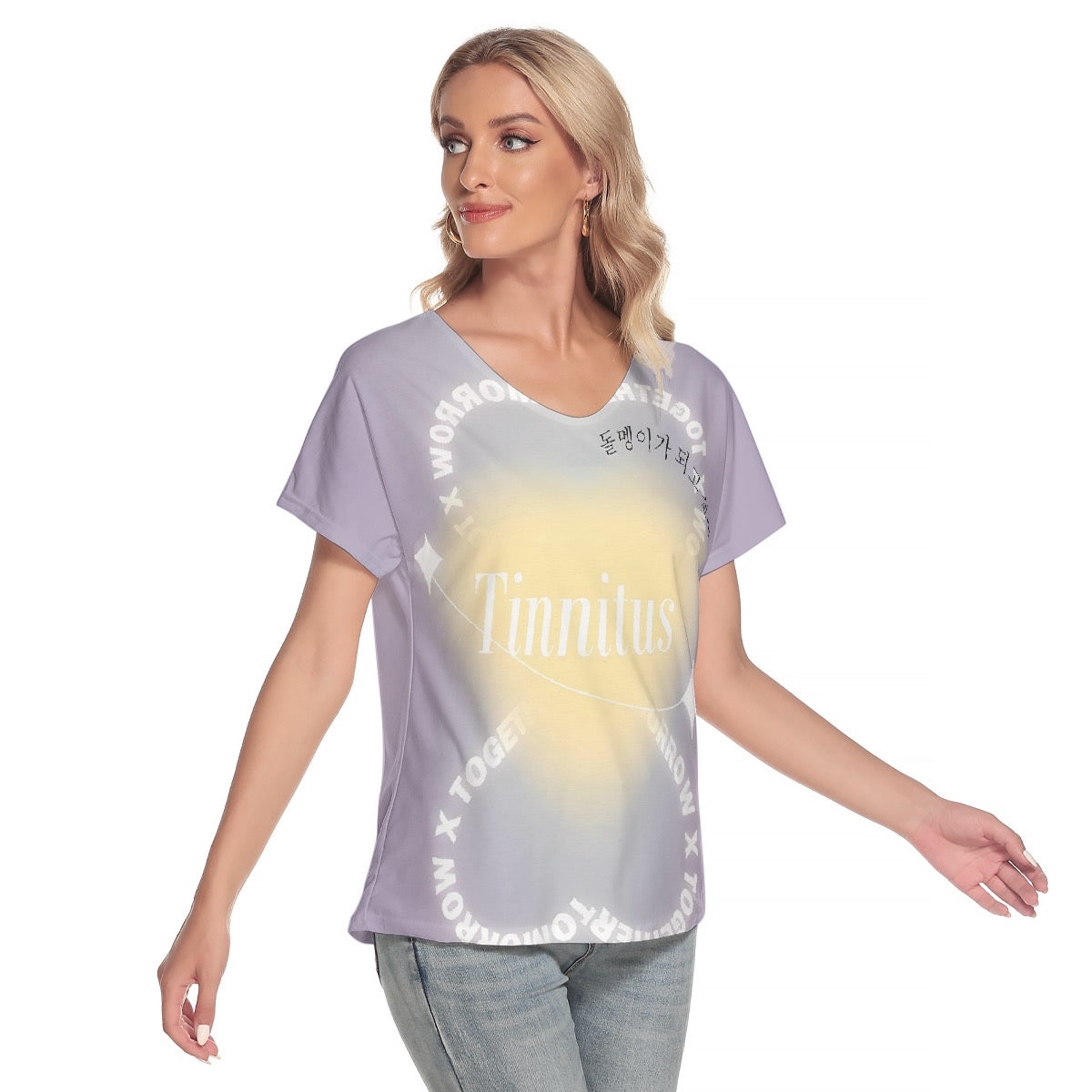 All-Over Print Women's Loose V-neck Short Sleeve T-shirt