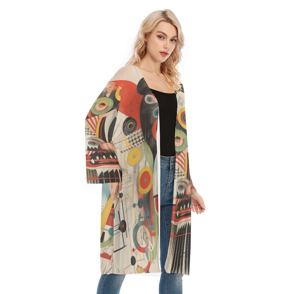 All- Over Print Women's Long Sleeve Mesh Cardigan