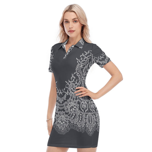 All-Over Print Women's Polo Collar Dress