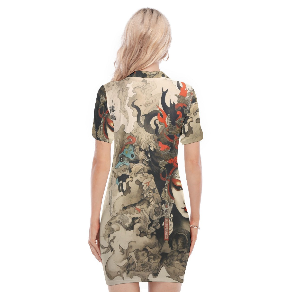 All-Over Print Women's Polo Collar Dress