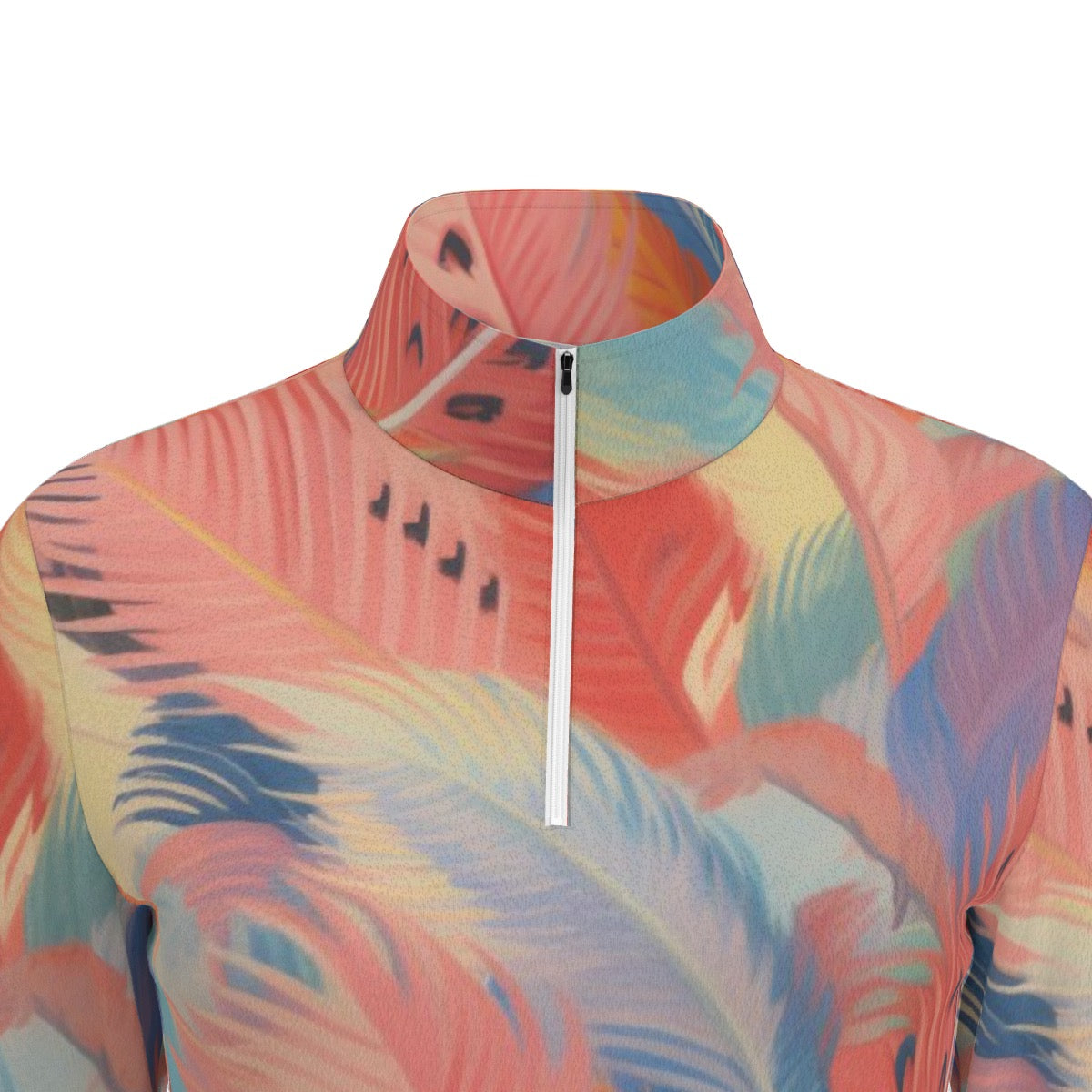 All-Over Print Women's Sports Collar Jersey With Long Sleeve