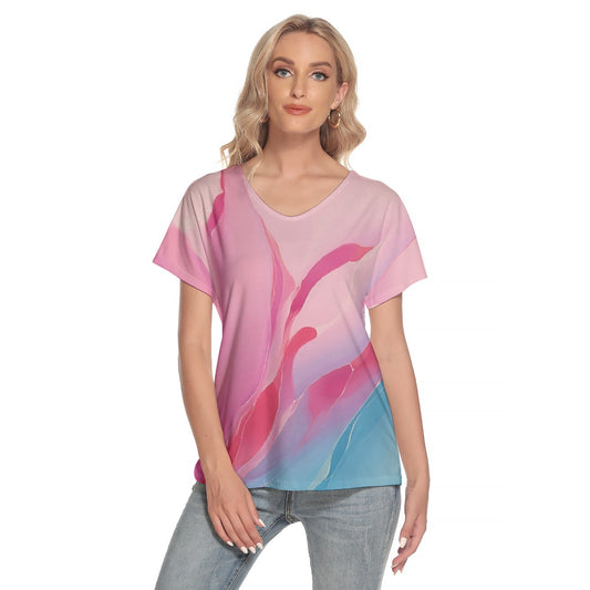 All-Over Print Women's Loose V-neck Short Sleeve T-shirt