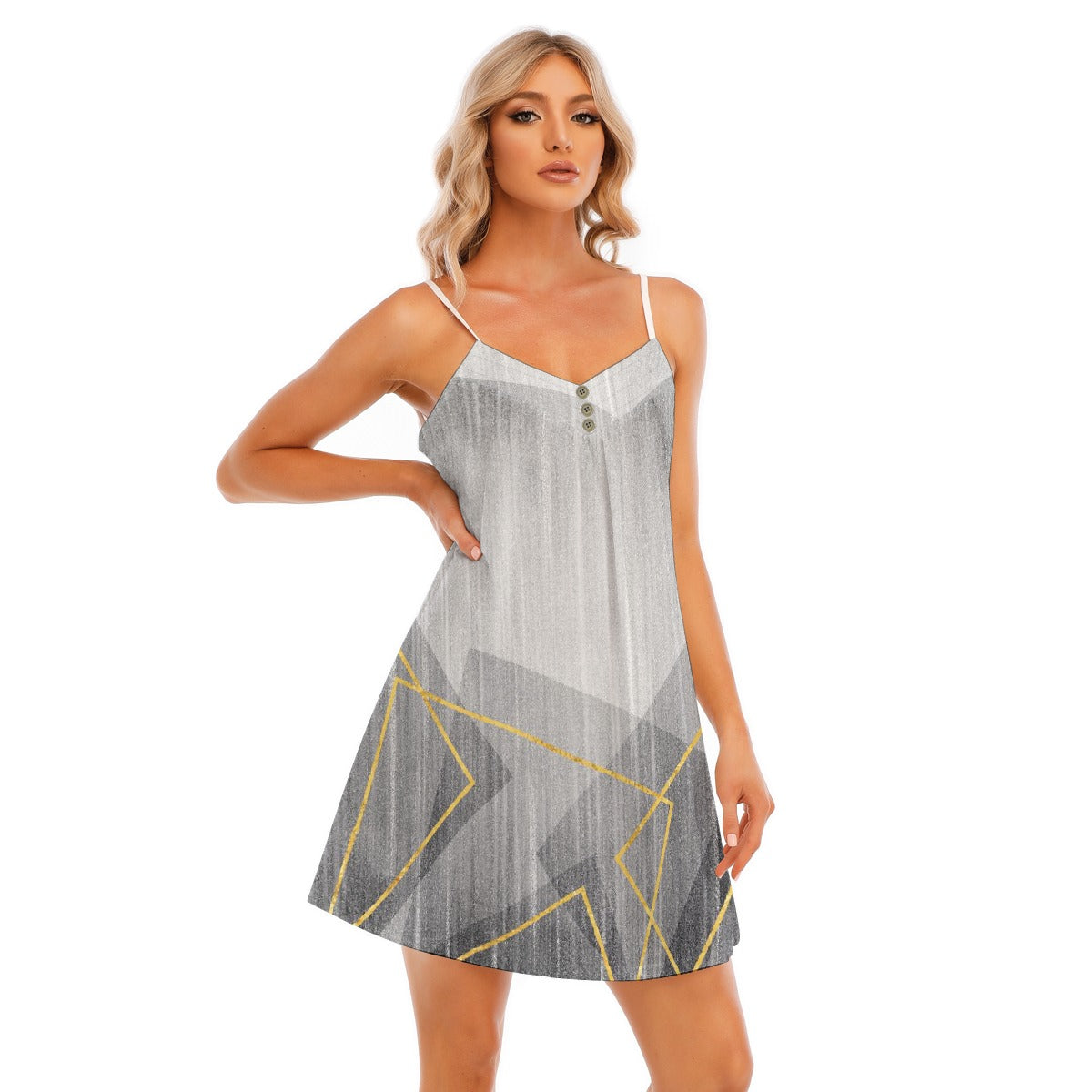 All-Over Print Women's V-neck Cami Dress