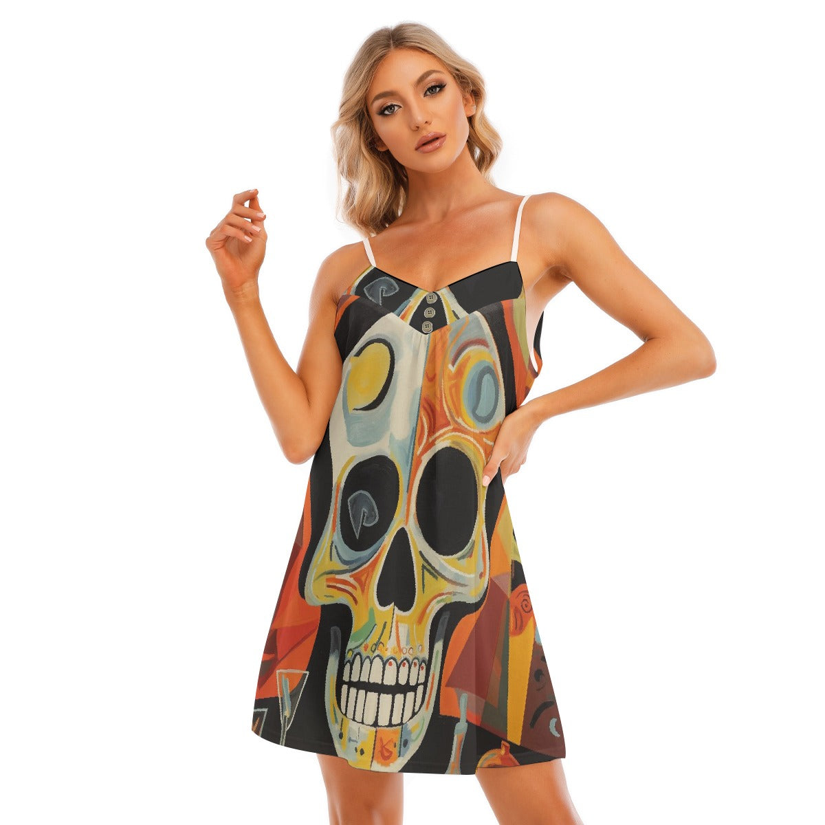 All-Over Print Women's V-neck Cami Dress