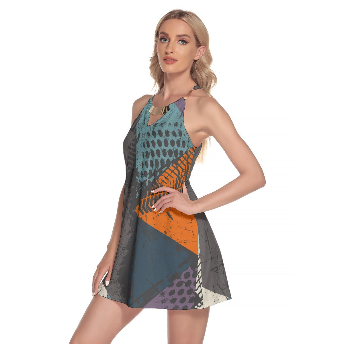 All-Over Print Women's Round Neck Above Knee Dress