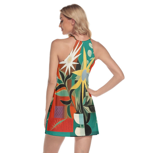 All-Over Print Women's Round Neck Above Knee Dress