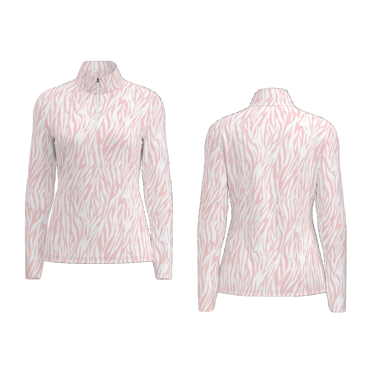 All-Over Print Women's Sports Collar Jersey With Long Sleeve