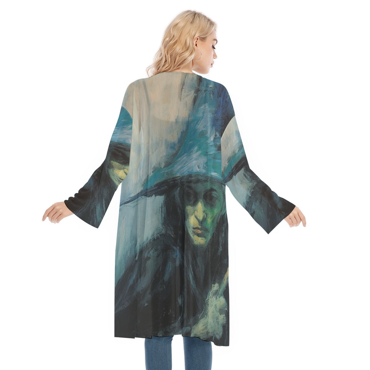 All- Over Print Women's Long Sleeve Mesh Cardigan