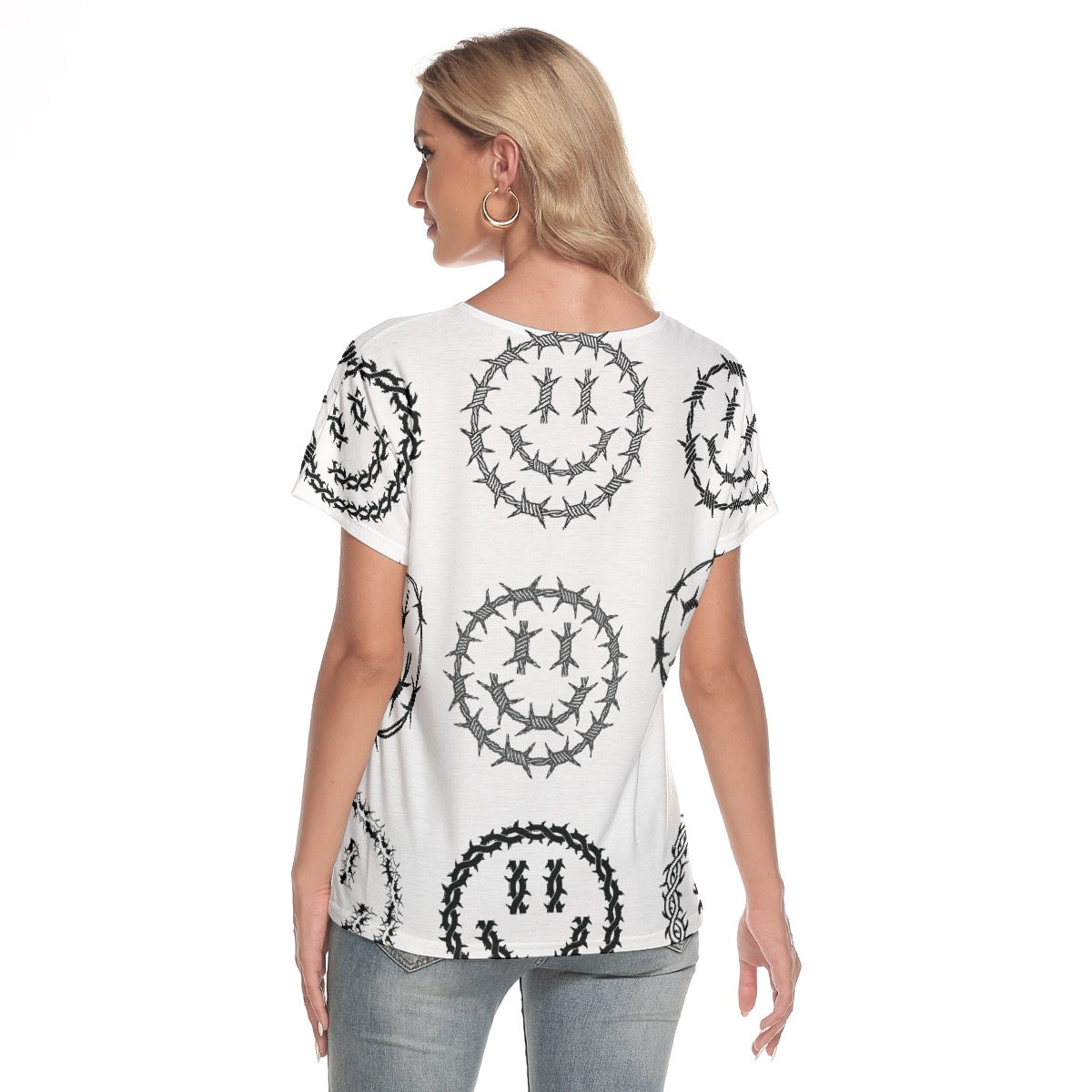 All-Over Print Women's Loose V-neck Short Sleeve T-shirt