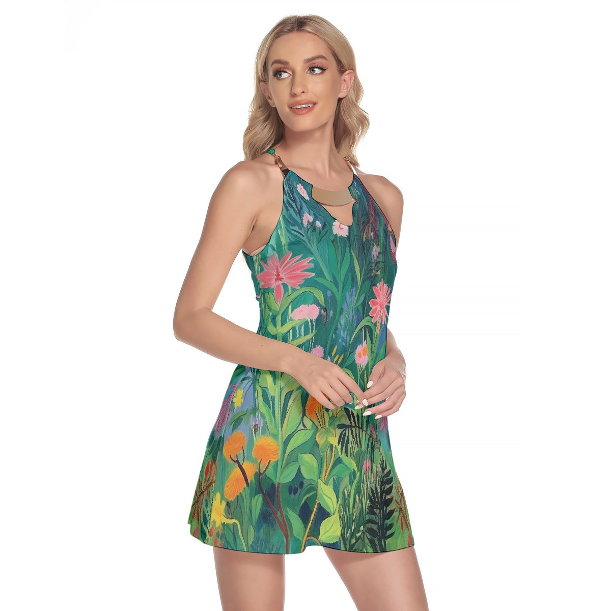 All-Over Print Women's Round Neck Above Knee Dress