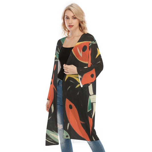 All- Over Print Women's Long Sleeve Mesh Cardigan