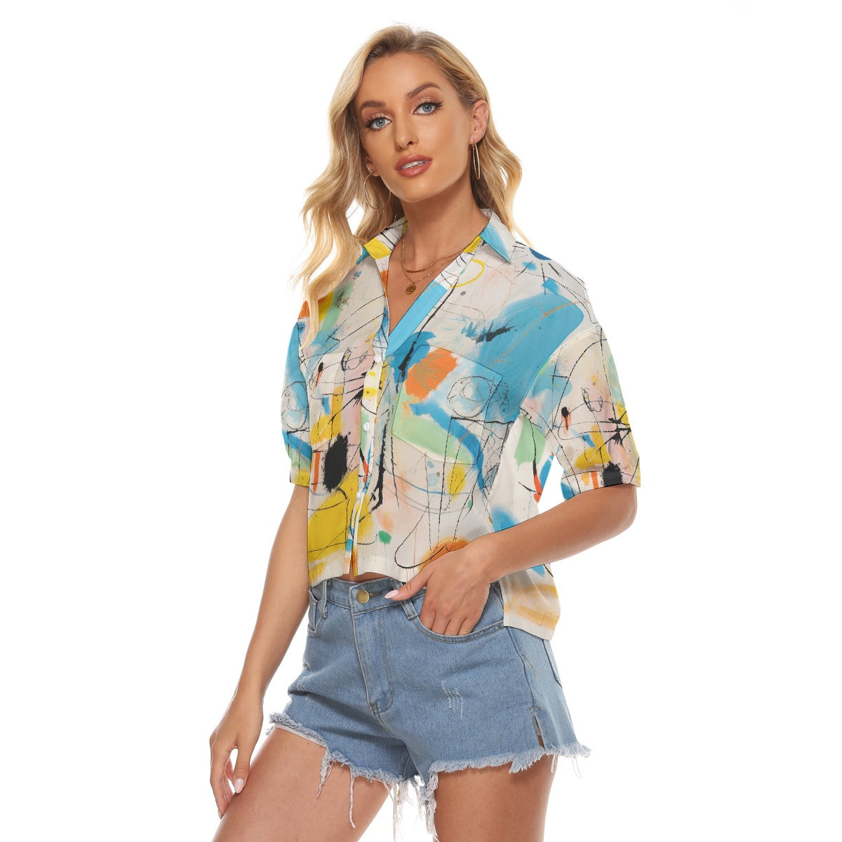 All-Over Print Women's V-neck Shirts