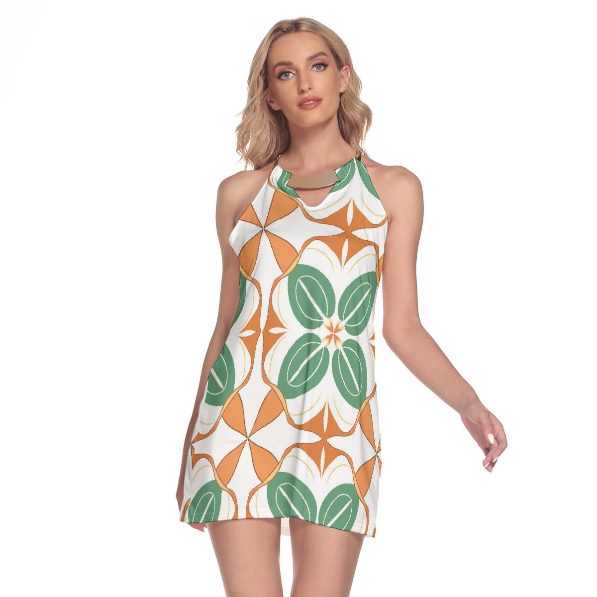 All-Over Print Women's Round Neck Above Knee Dress