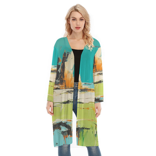 All- Over Print Women's Long Sleeve Mesh Cardigan