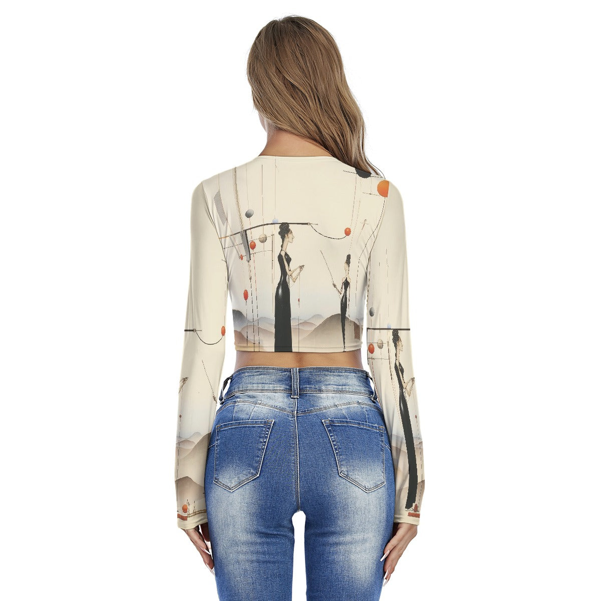 All-Over Print Women's Round Neck Crop Top T-Shirt