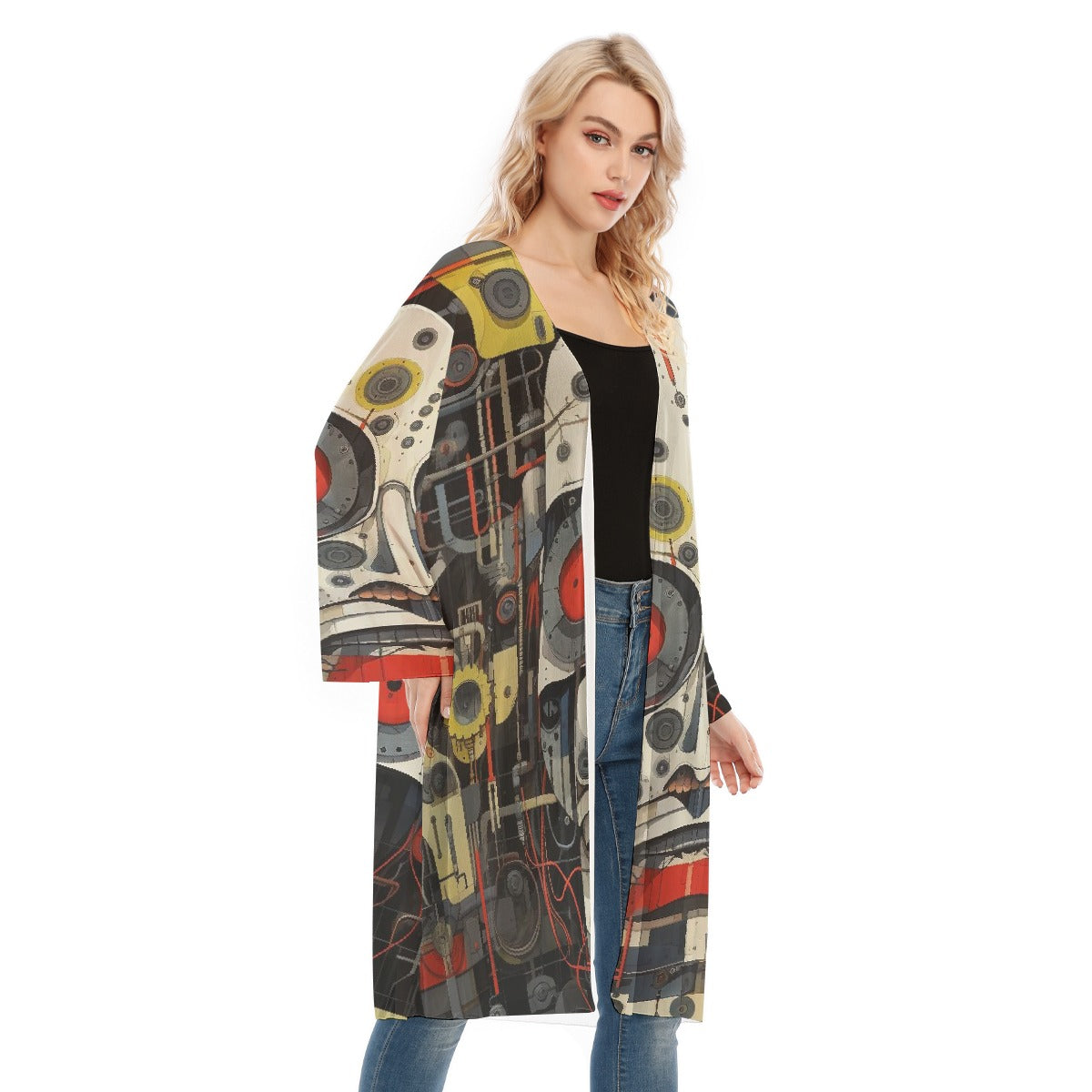 All- Over Print Women's Long Sleeve Mesh Cardigan