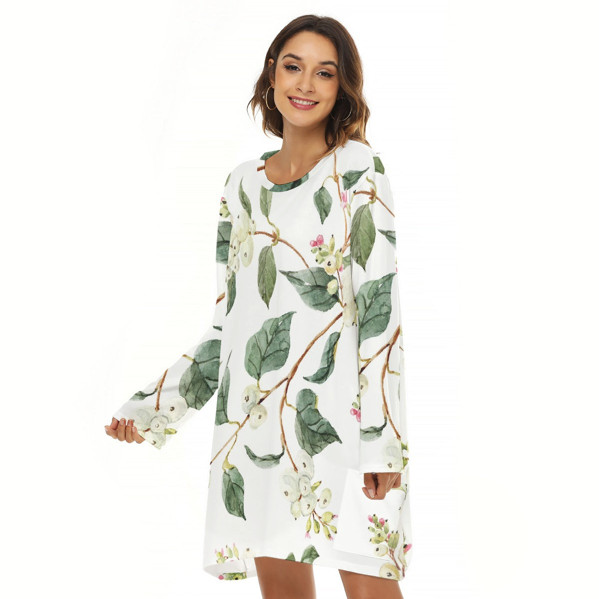 All-Over Print  Women's Loose Crew Neck Dress