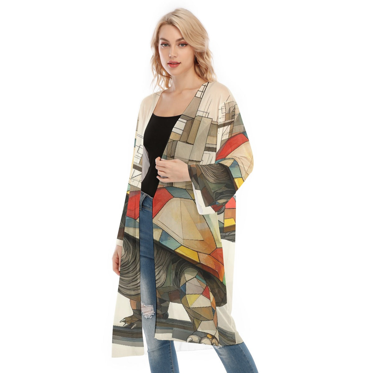 All- Over Print Women's Long Sleeve Mesh Cardigan