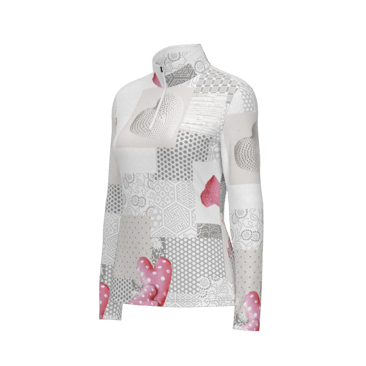 All-Over Print Women's Sports Collar Jersey With Long Sleeve