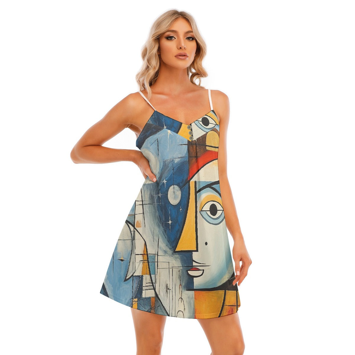 All-Over Print Women's V-neck Cami Dress