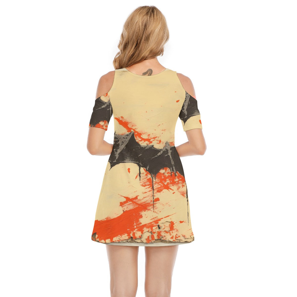 All-Over Print Women's Cold Shoulder Dress | 190GSM Cotton