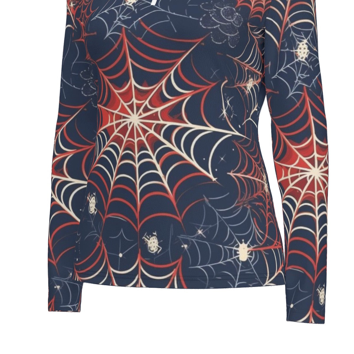 All-Over Print Women's Sports Collar Jersey With Long Sleeve