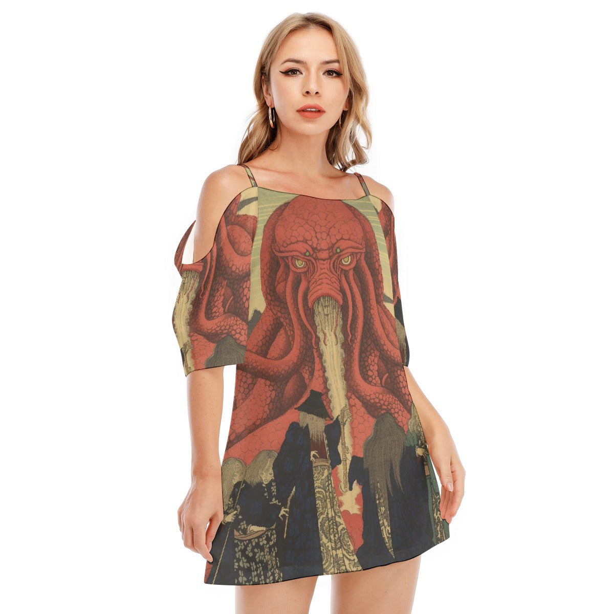 All-Over Print Women's Off-shoulder Cami Dress