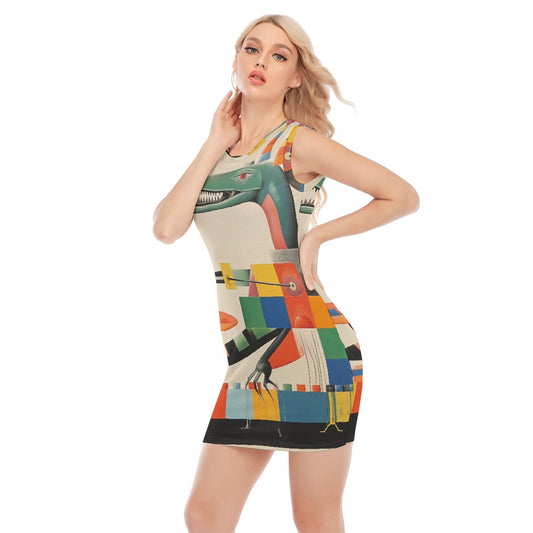 All-Over Print Women's O-neck Sleeveless Hip Skirt