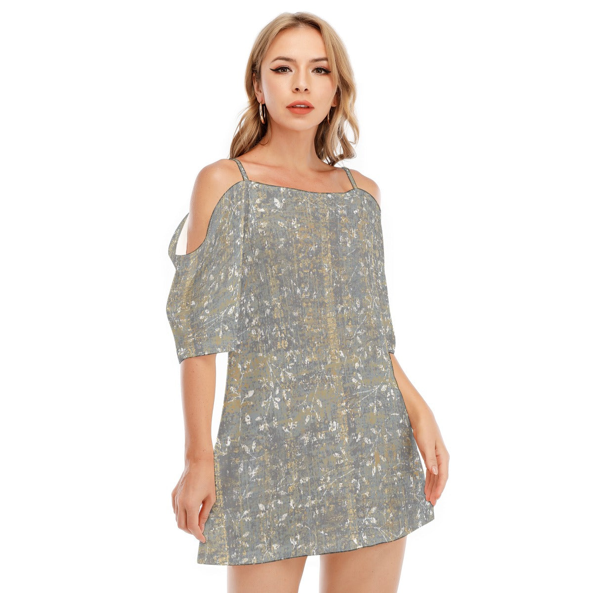 All-Over Print Women's Off-shoulder Cami Dress