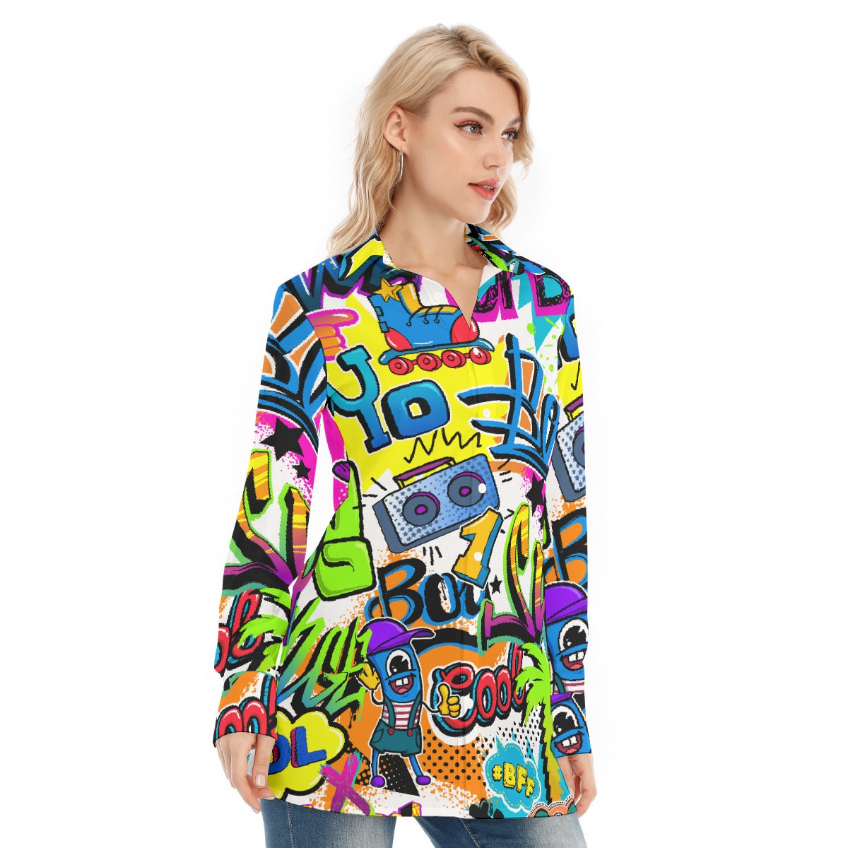 All-Over Print Women's Long Shirt