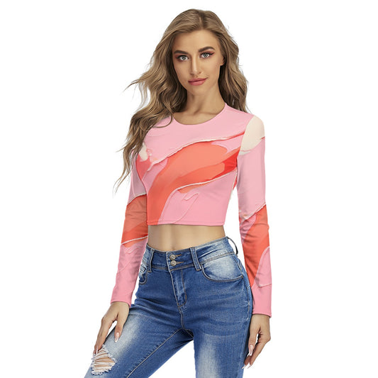 All-Over Print Women's Round Neck Crop Top T-Shirt