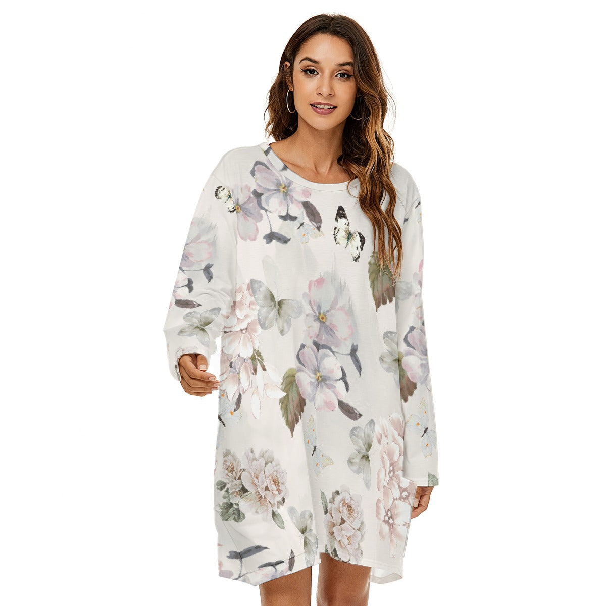 All-Over Print  Women's Loose Crew Neck Dress