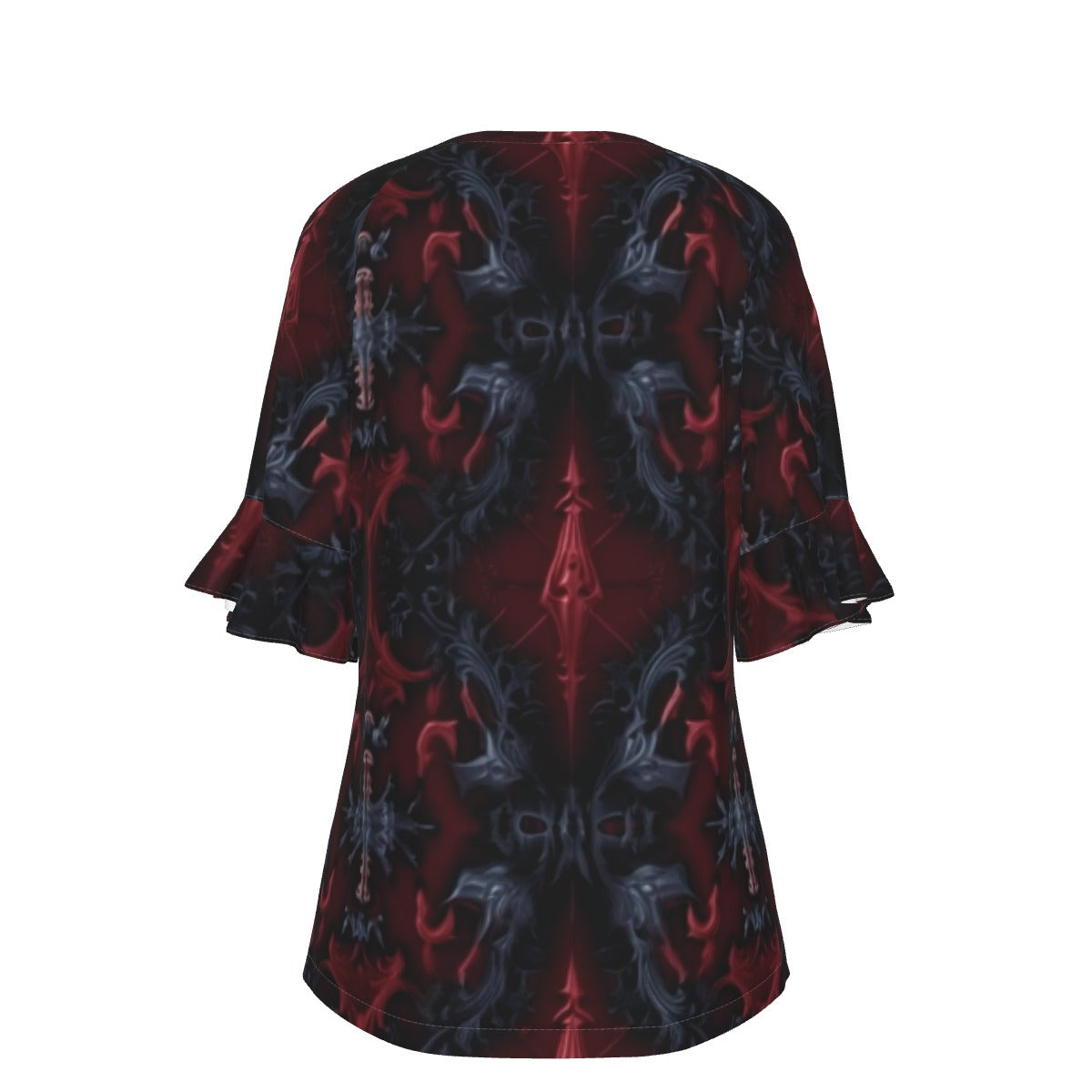 All-Over Print V-neck Women's T-shirt With Bell Sleeve