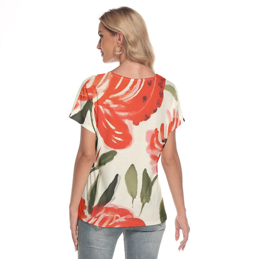 All-Over Print Women's Loose V-neck Short Sleeve T-shirt