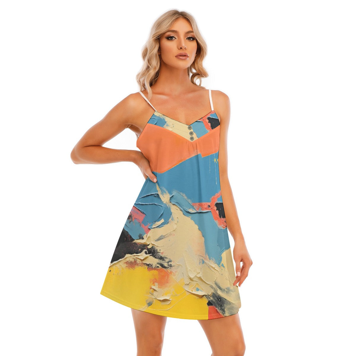 All-Over Print Women's V-neck Cami Dress