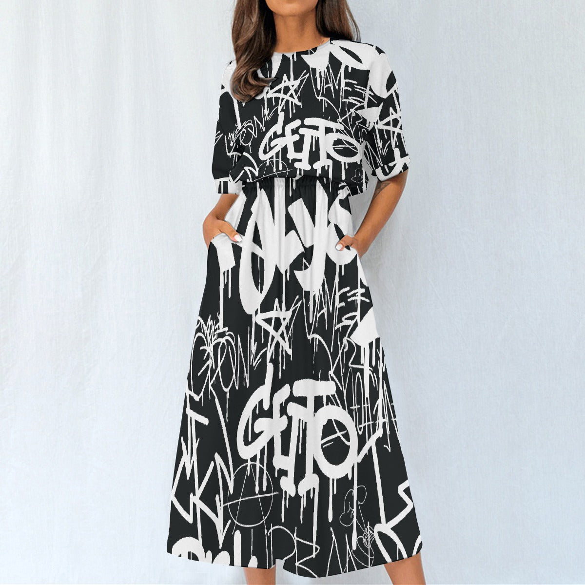 All-Over Print Women's Elastic Waist Dress