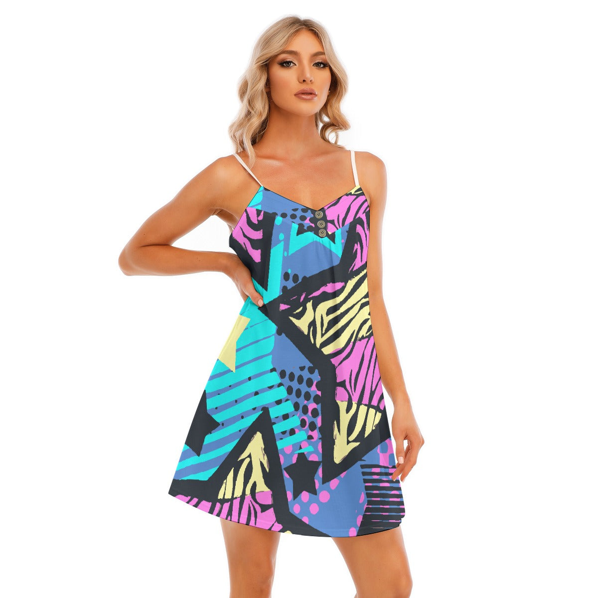 All-Over Print Women's V-neck Cami Dress