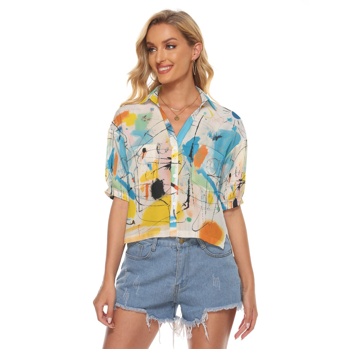 All-Over Print Women's V-neck Shirts