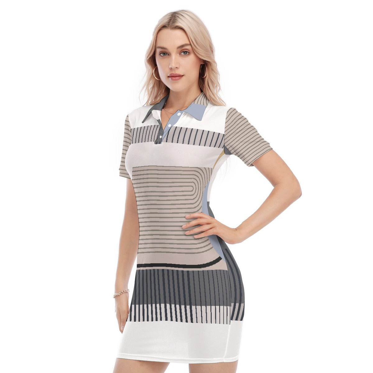 All-Over Print Women's Polo Collar Dress