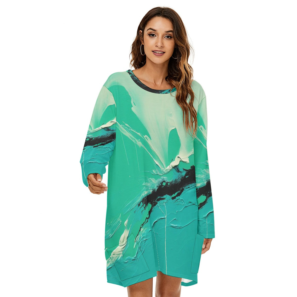 All-Over Print  Women's Loose Crew Neck Dress