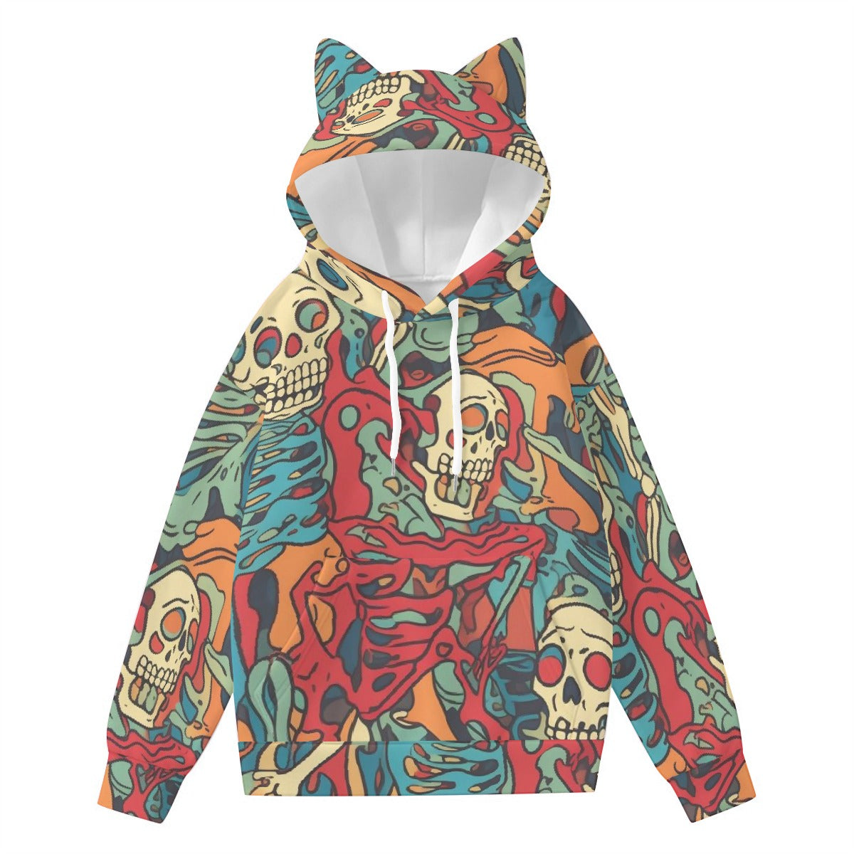 All-Over Print Women’s Hoodie With Decorative Ears