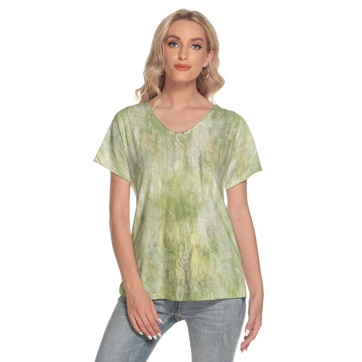 All-Over Print Women's Loose V-neck Short Sleeve T-shirt