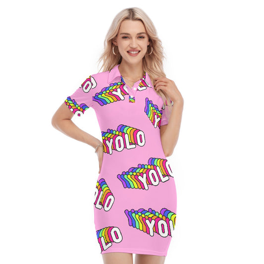 All-Over Print Women's Polo Collar Dress